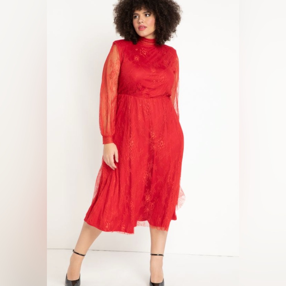Eloquii Red Long Sleeve Dress